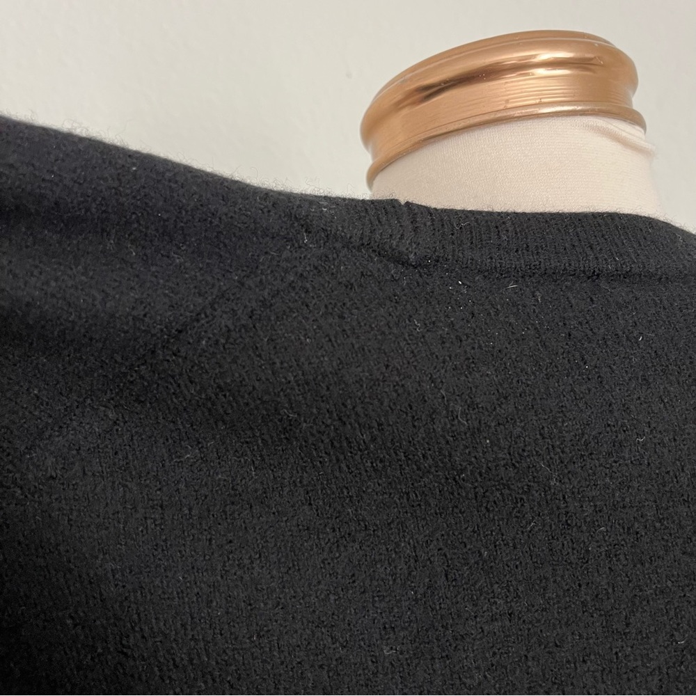 ALLSAINTS All Saints Essy Leather Cuff Trim Merino Wool Black Sweater Cardigan - Picture 7 of 12